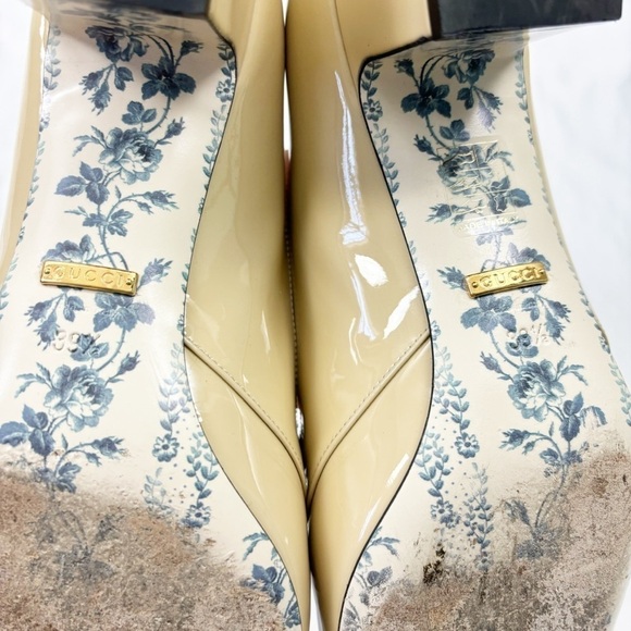 Gucci Victoire 55 Patent Leather GG Loafer in Sand Storm Cream EU 39.5 - Picture 9 of 10